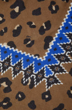 Dark Camel Leopard and Blue Scarf