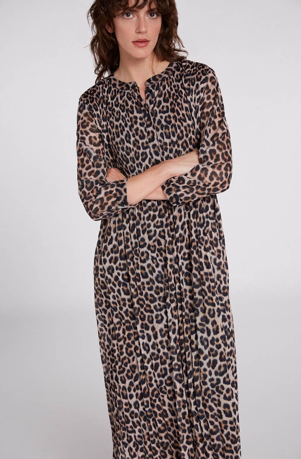 Dark Camel Leopard Print Dress
