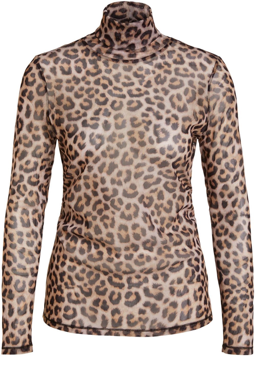 Dark Camel Sheer Leopard Print Top