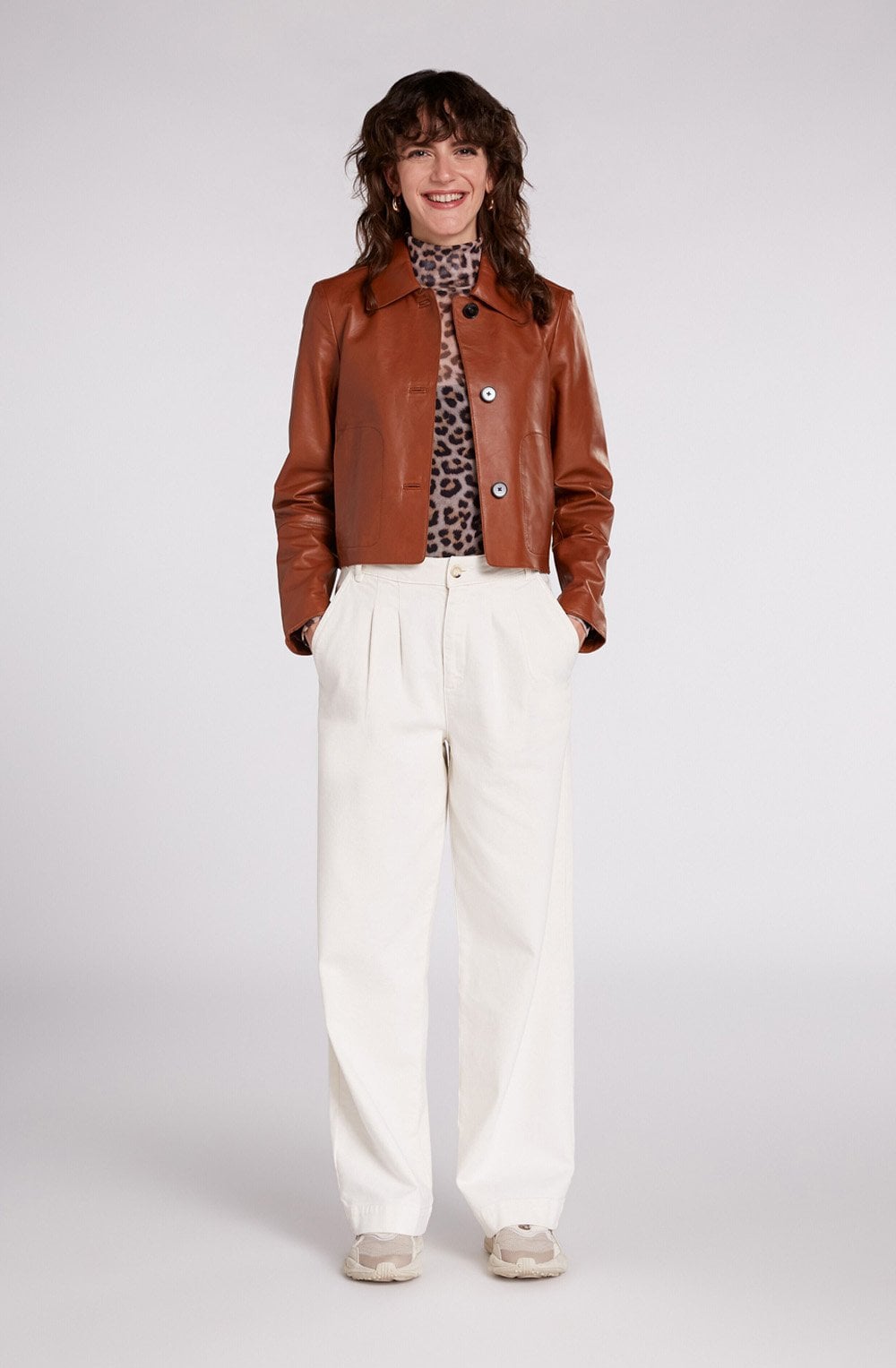 Dark Camel Sheer Leopard Print Top