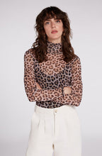 Dark Camel Sheer Leopard Print Top