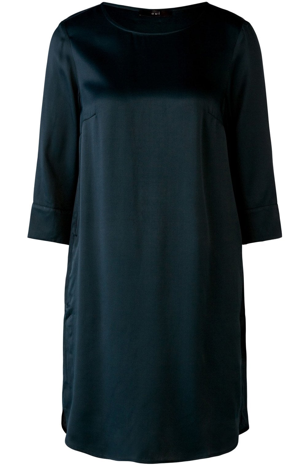 Dark Green Satin Slip On Dress