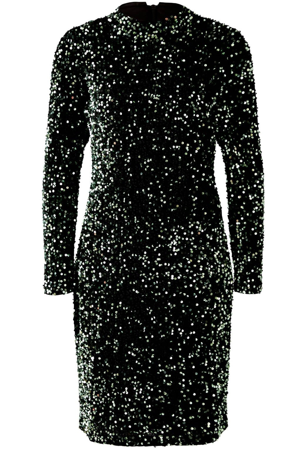 Dark Green Velvet and Sequin Dress
