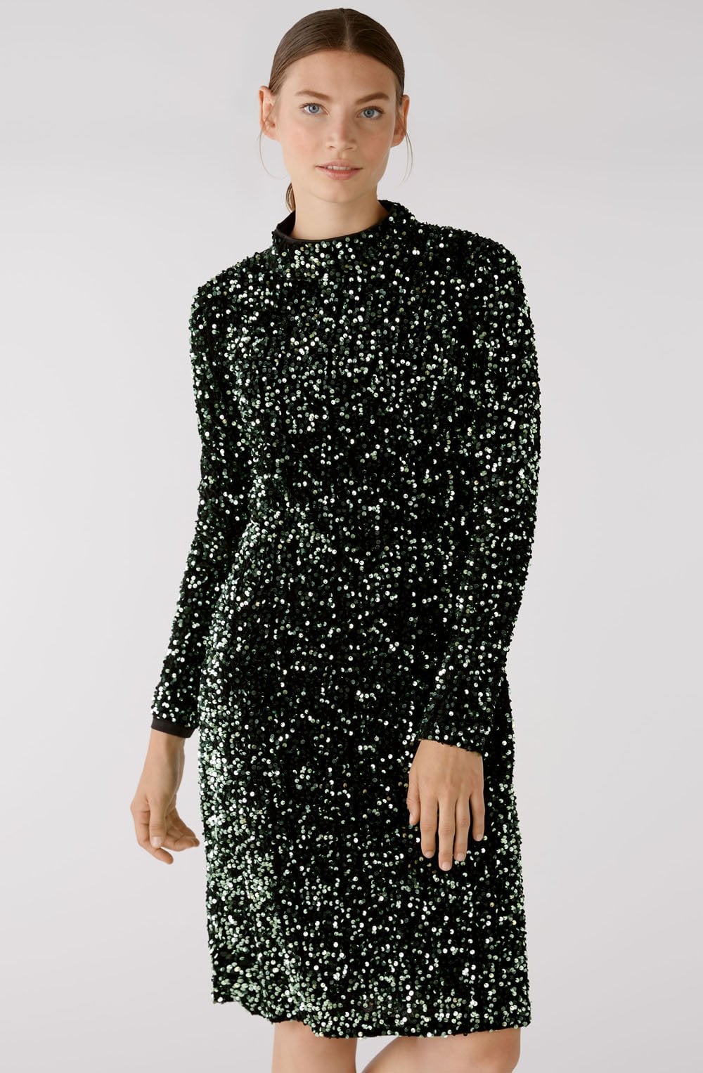 Dark Green Velvet and Sequin Dress