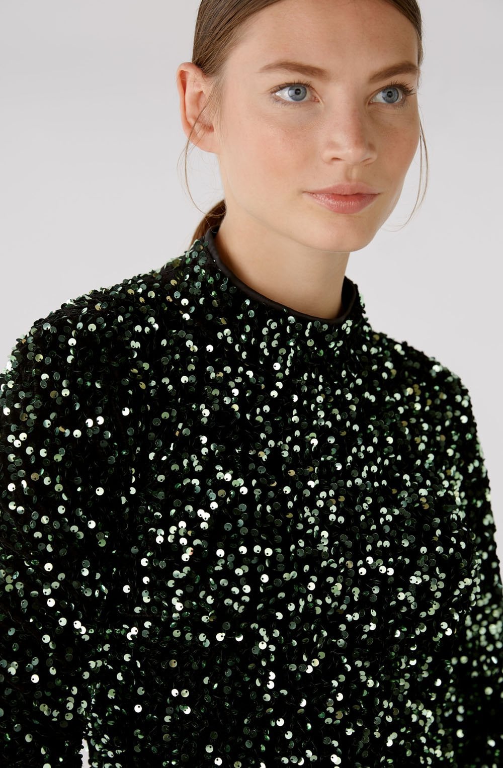 Dark Green Velvet and Sequin Dress