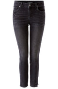 Dark Grey Cropped Mid Waist Jeans