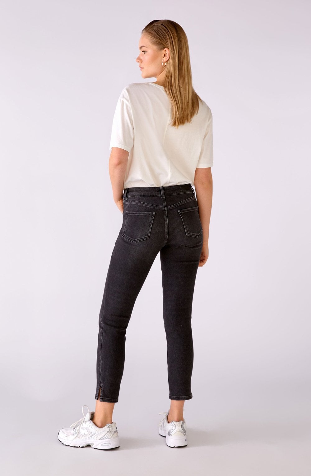 Dark Grey Cropped Mid Waist Jeans