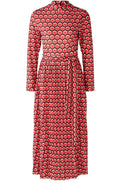 Dark Red Retro Print High Neck Maxi Dress
