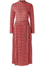 Dark Red Retro Print High Neck Maxi Dress