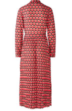 Dark Red Retro Print High Neck Maxi Dress