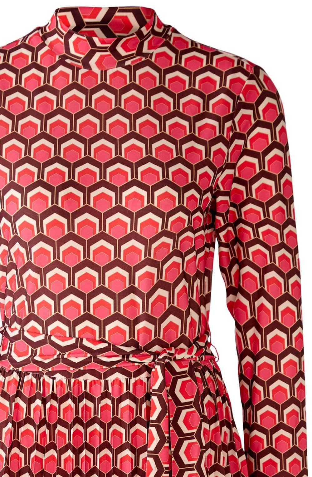 Dark Red Retro Print High Neck Maxi Dress