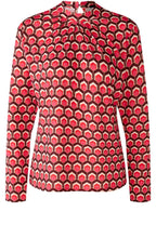 Dark Red Retro Print Jersey Blouse