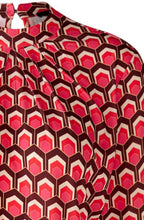 Dark Red Retro Print Jersey Blouse