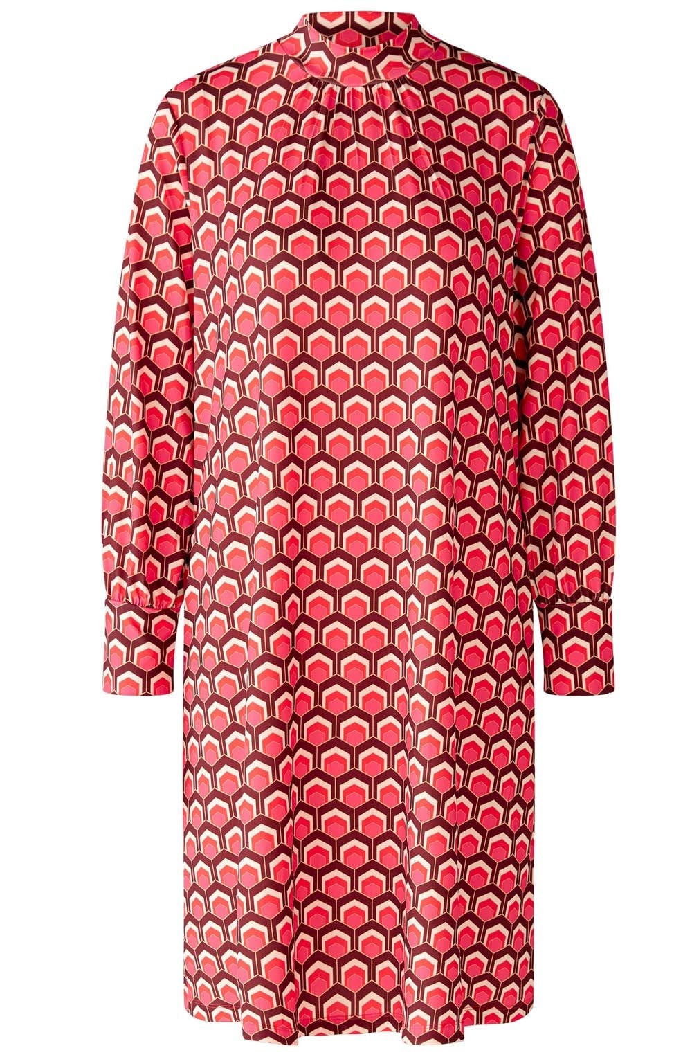 Dark Red Retro Print Shift Dress