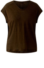 Demitasse Brown Linen V Neck T Shirt