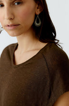 Demitasse Brown Linen V Neck T Shirt