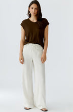 Demitasse Brown Linen V Neck T Shirt