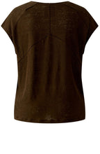 Demitasse Brown Linen V Neck T Shirt