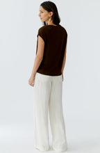 Demitasse Brown Linen V Neck T Shirt