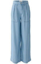Denim Effect Wide Leg Trousers