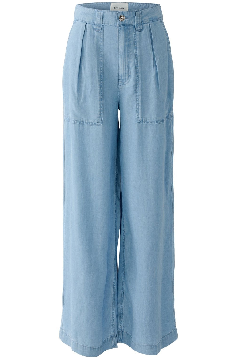 Denim Effect Wide Leg Trousers