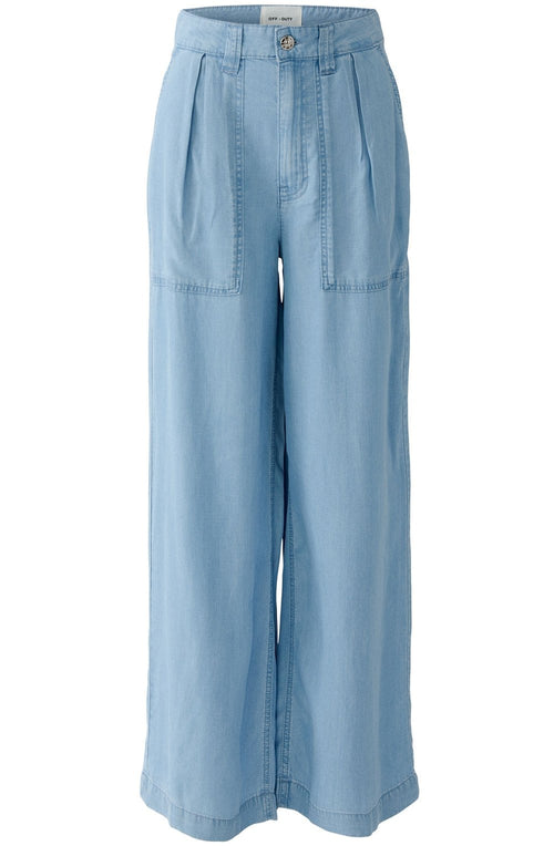 Denim Effect Wide Leg Trousers