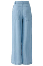 Denim Effect Wide Leg Trousers