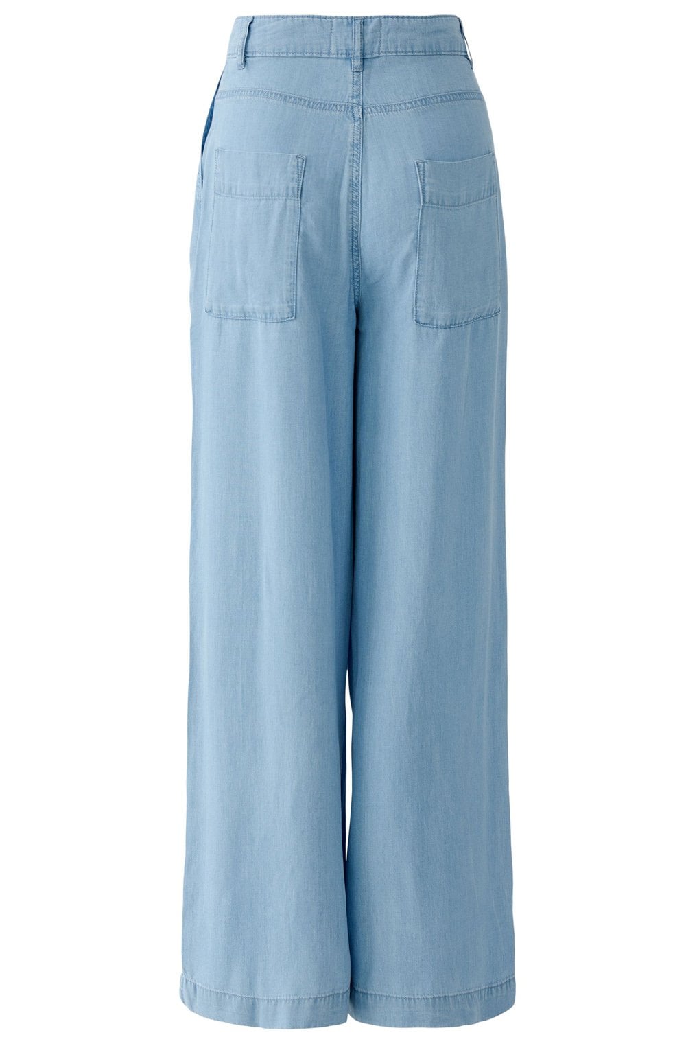 Denim Effect Wide Leg Trousers