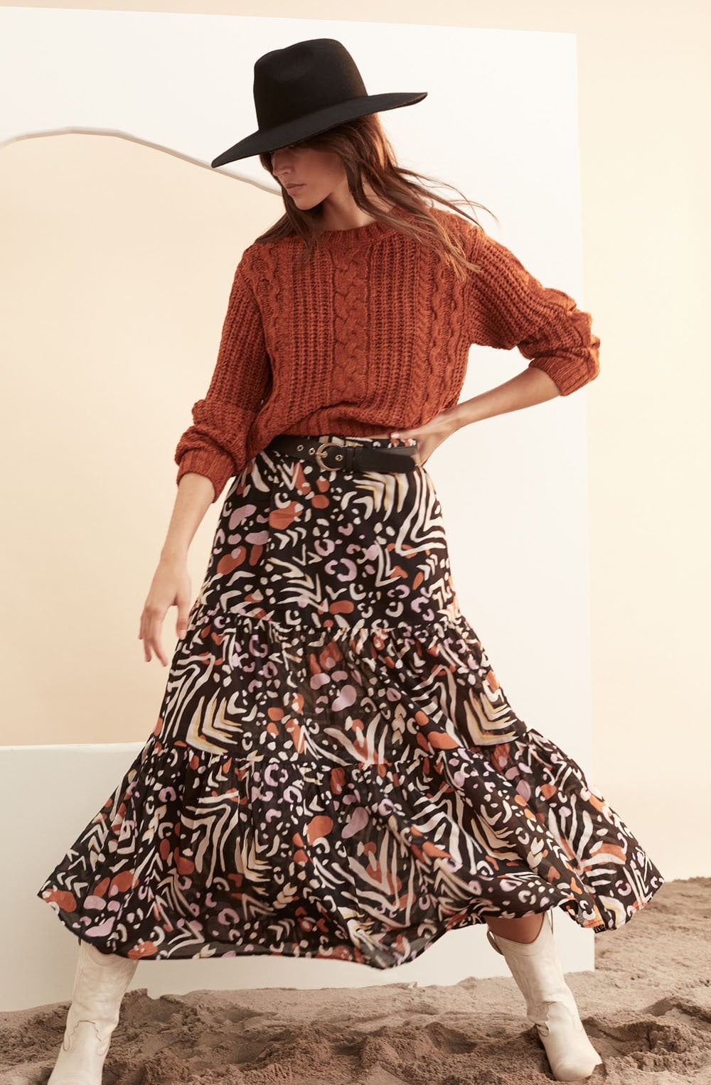 Desert Rider Tiered Maxi Skirt