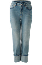 Distressed Blue Turned Up Jeans