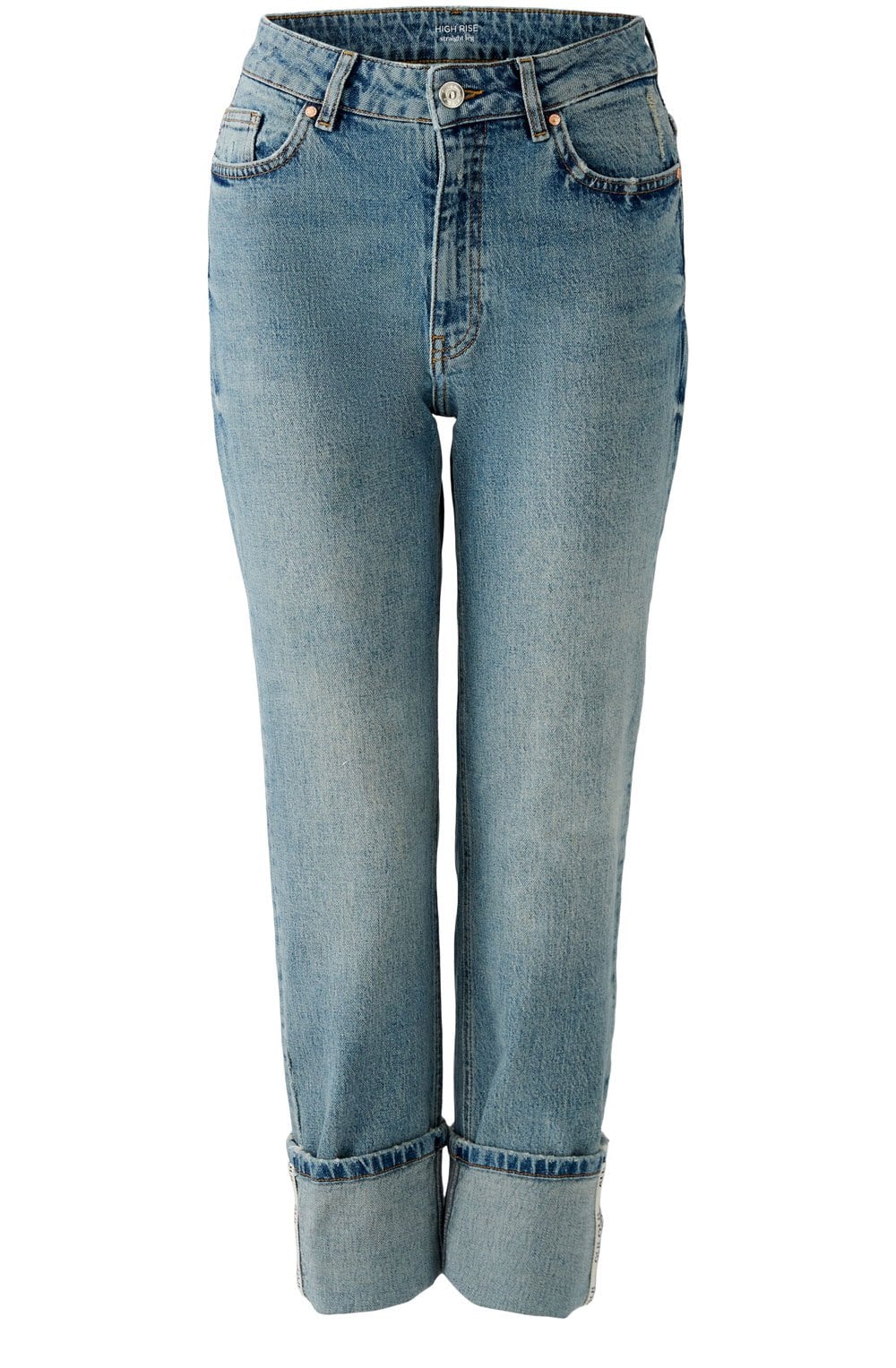 Distressed Blue Turned Up Jeans