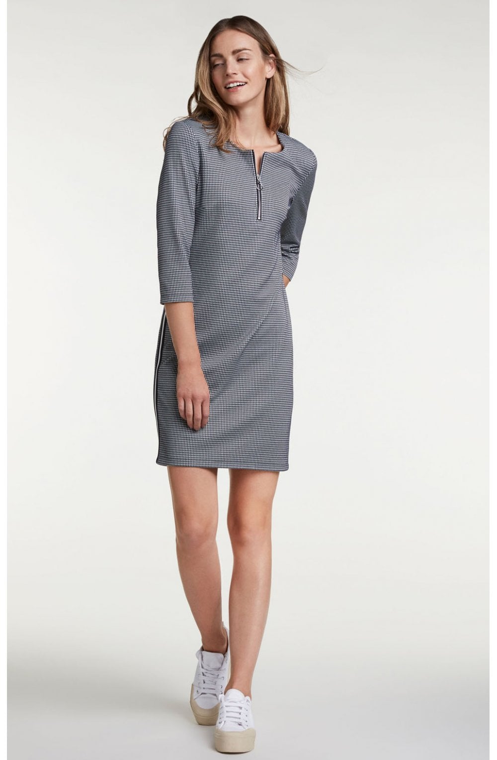 Dogtooth Check Fitted Dress