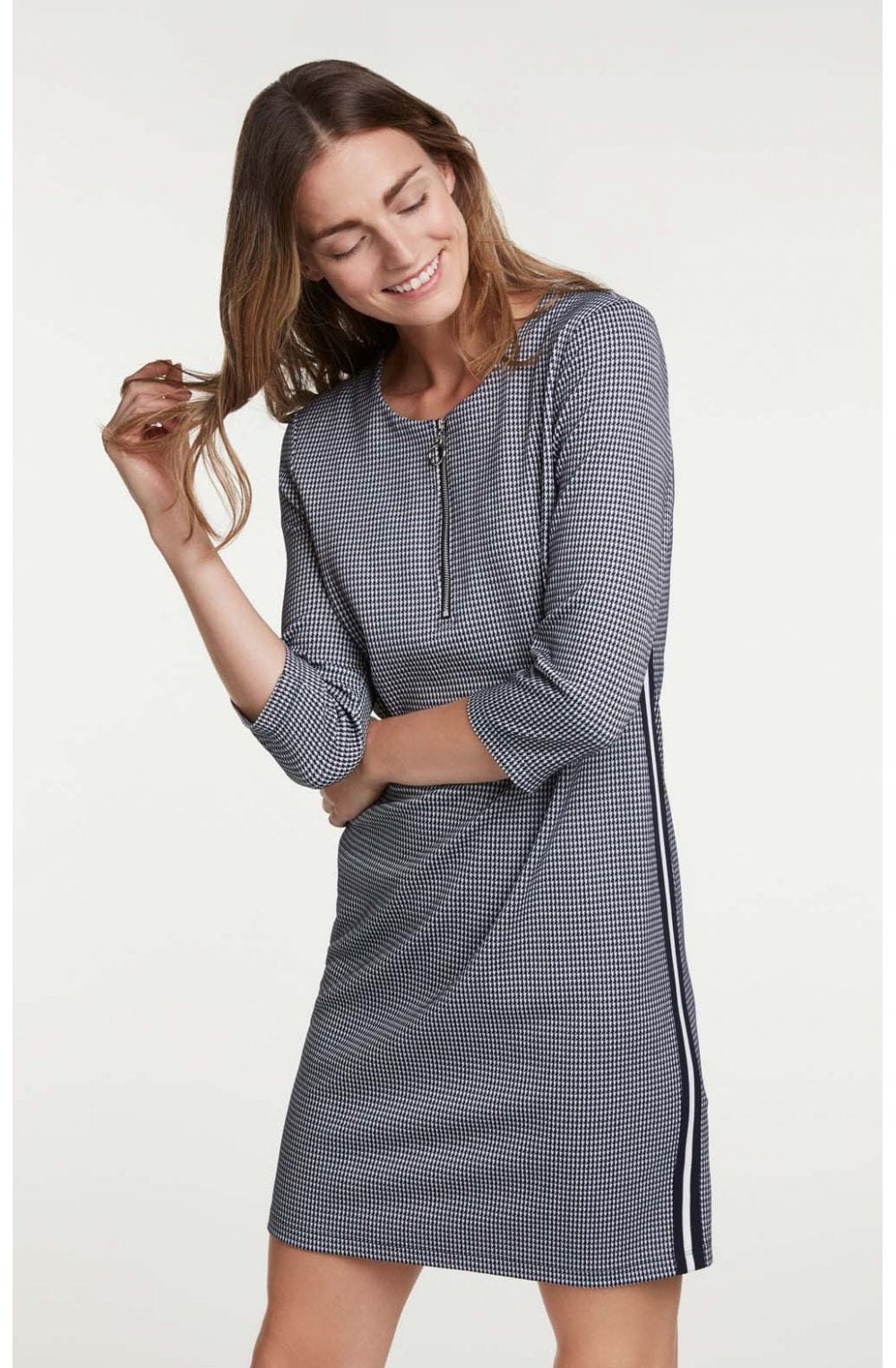 Dogtooth Check Fitted Dress