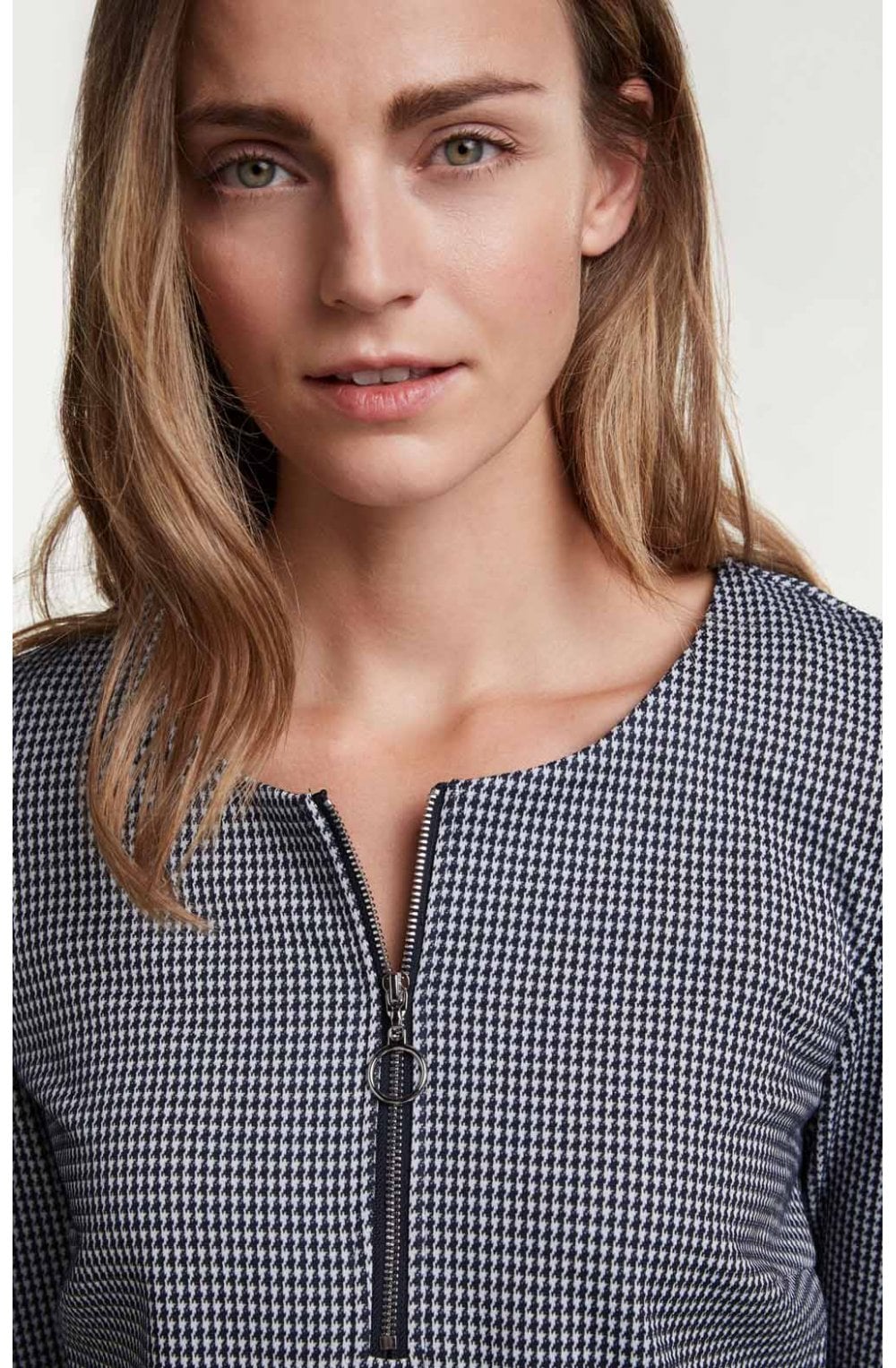 Dogtooth Check Fitted Dress