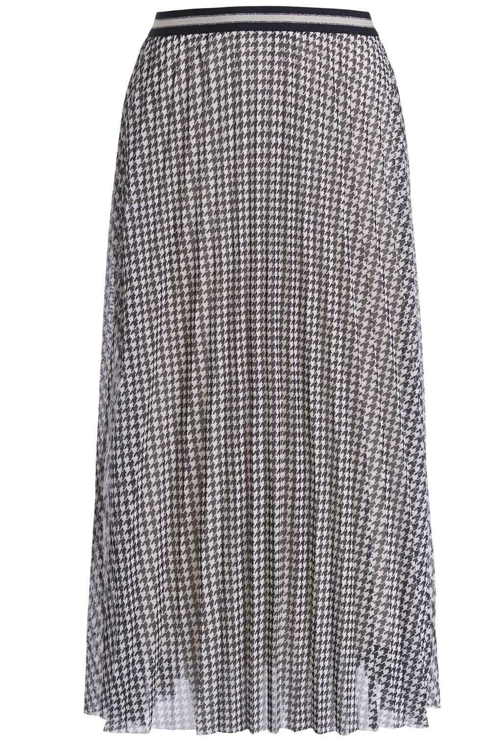 Dogtooth Check Pleated Skirt