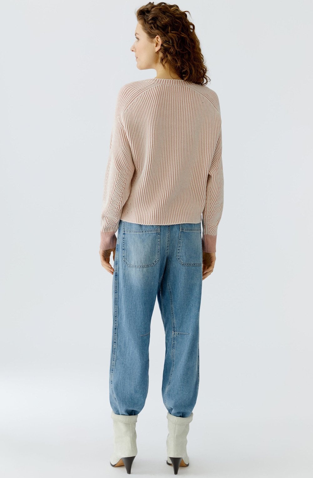 Dusty Rose and White Patterned Knit Jumper