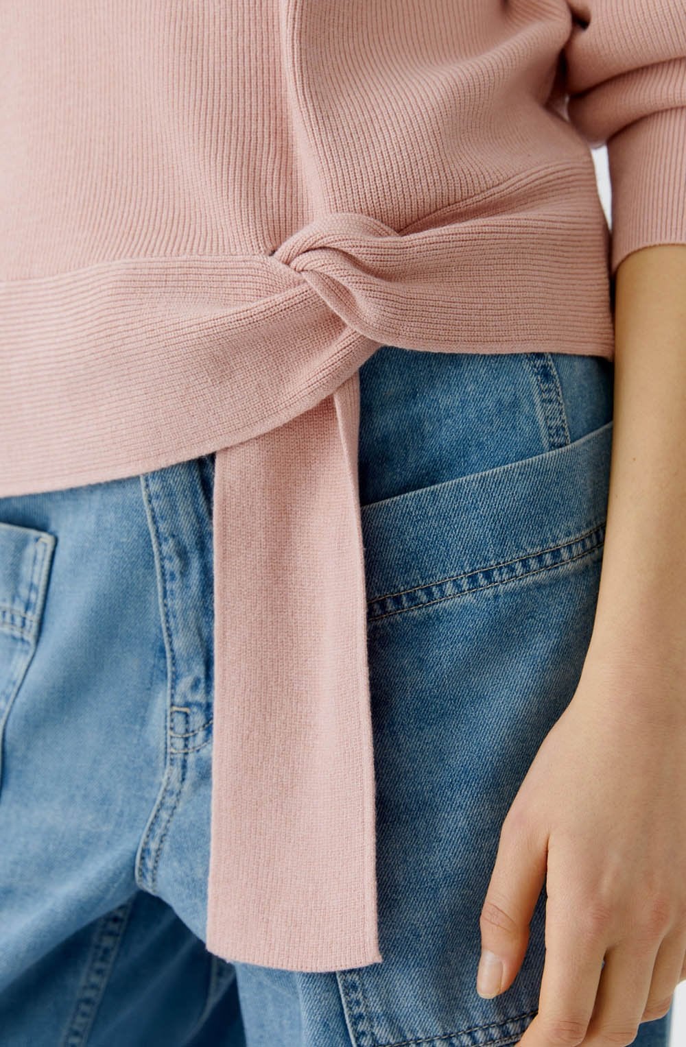 Dusty Rose Knotted Front Jumper