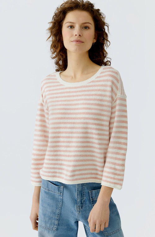 Dusty Rose Striped In Side Out Seam Jumper