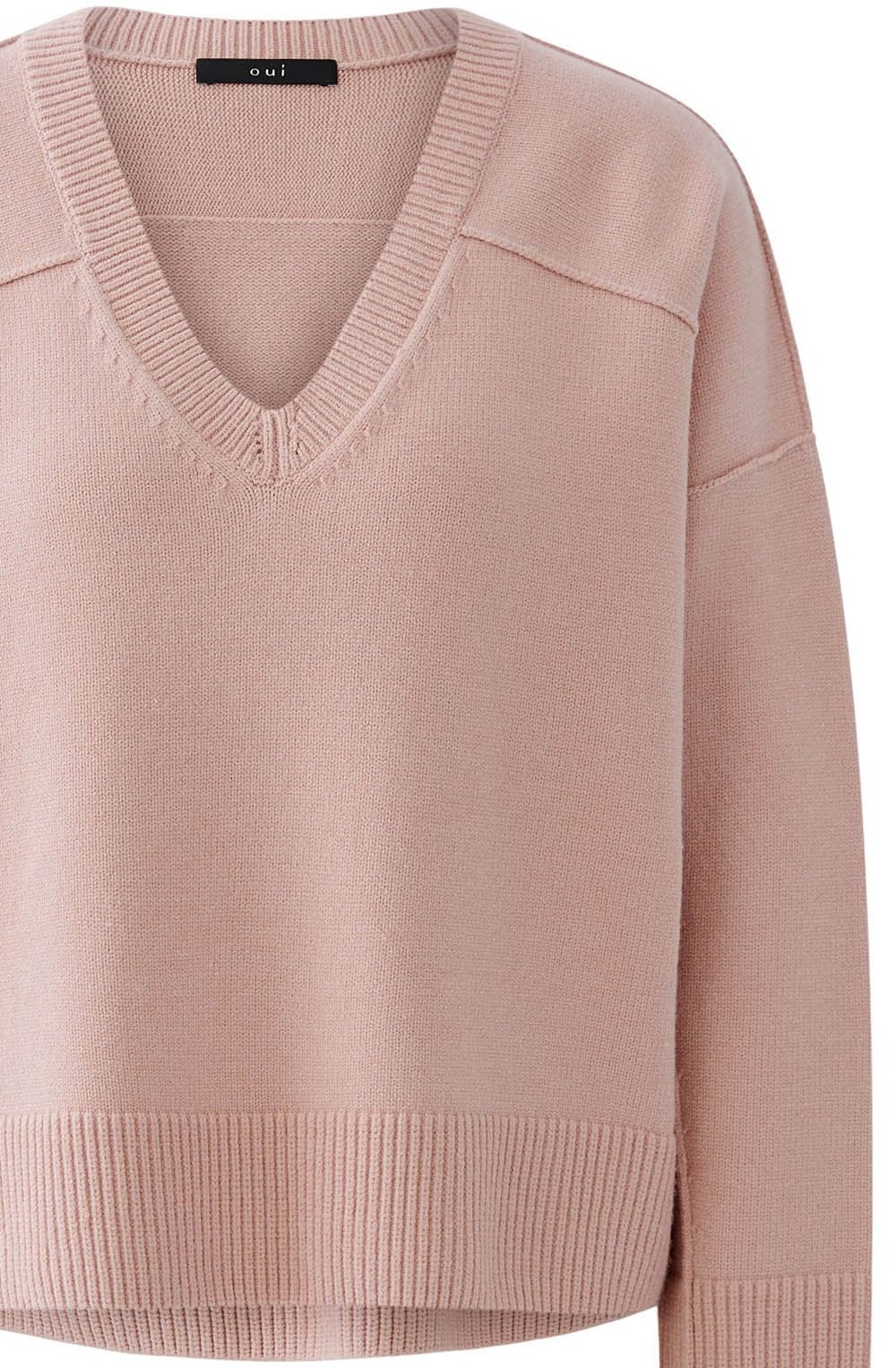 Dusty Rose V Neck In Side Out Seam Jumper