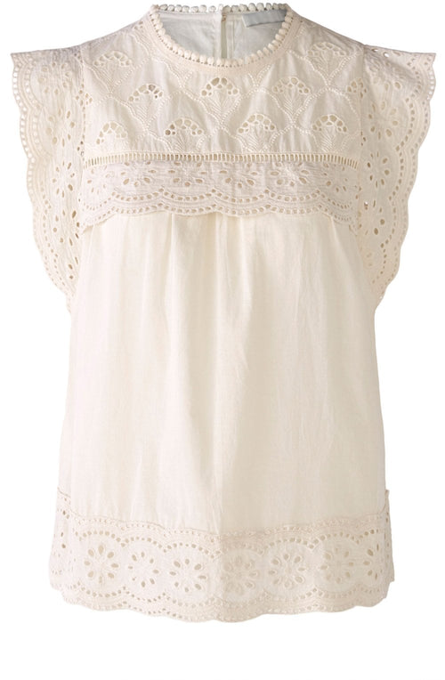 Eggnog Broderie Anglaise Sleeveless Blouse