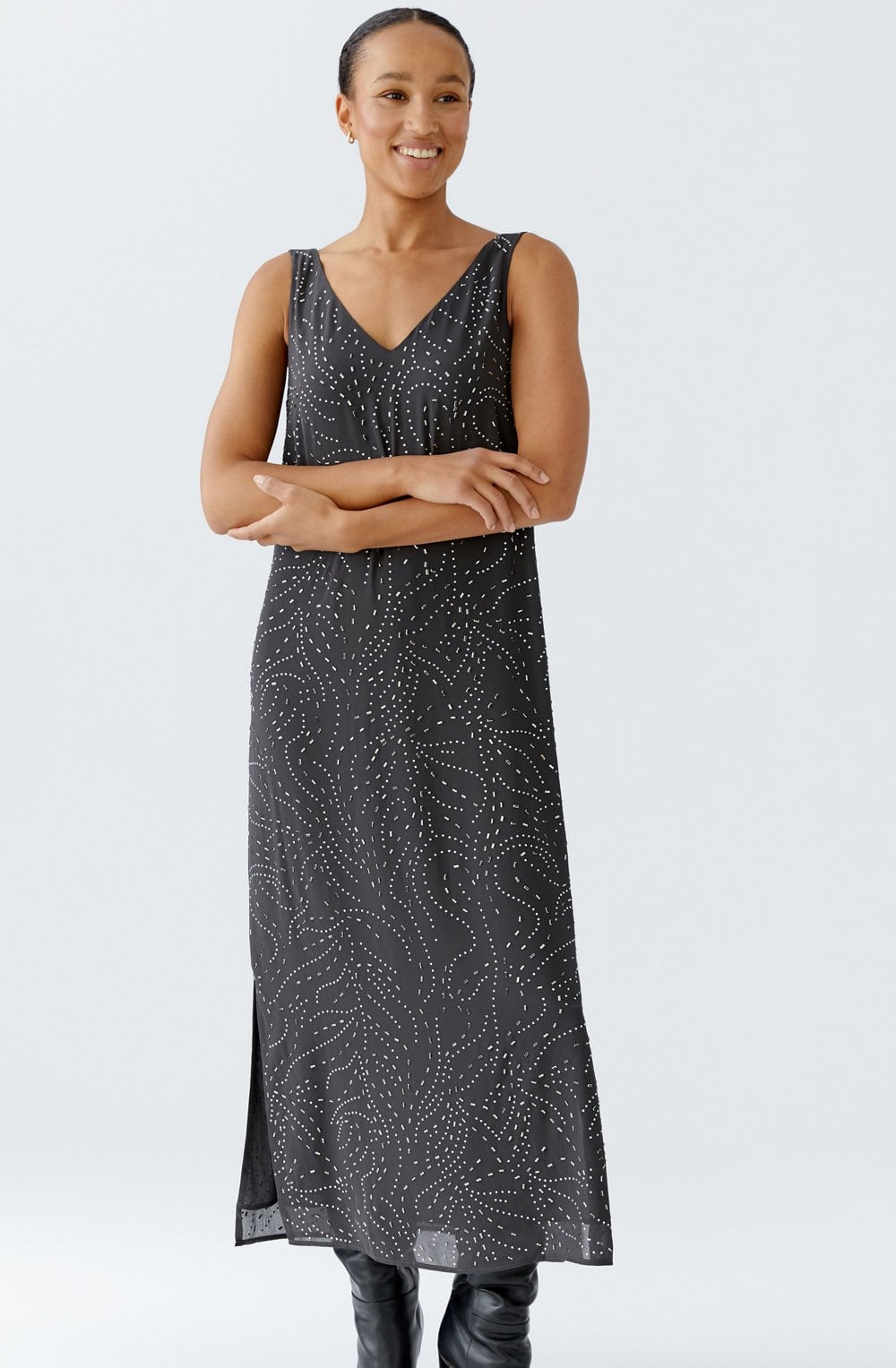 Espresso Grey Beaded Dress