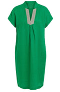 Fern Green Embellished Linen Dress