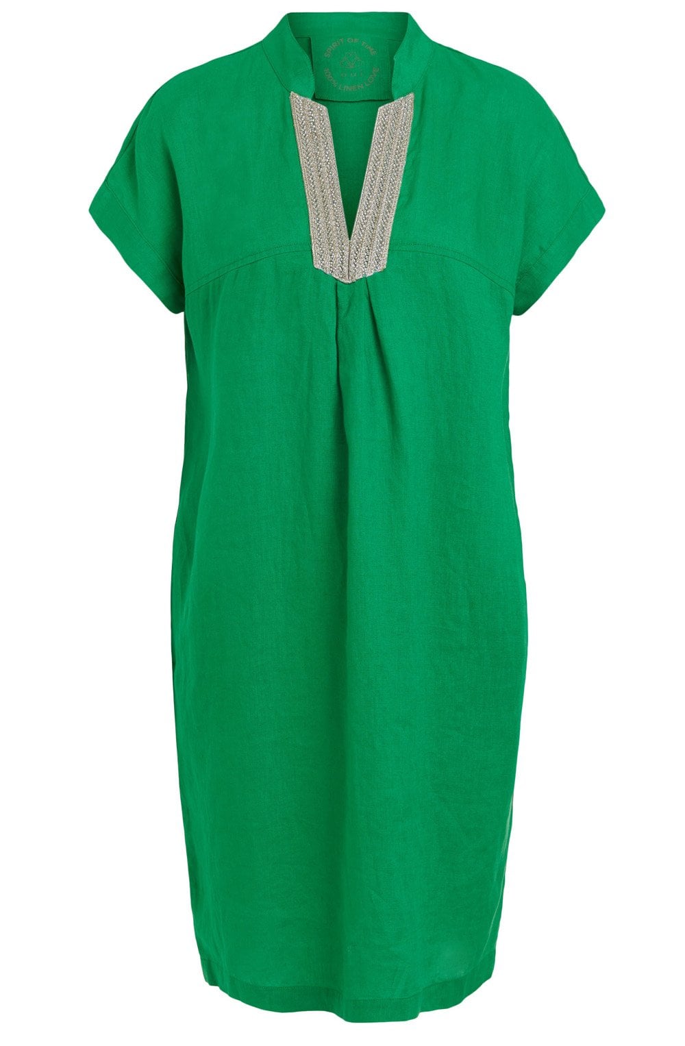 Fern Green Embellished Linen Dress