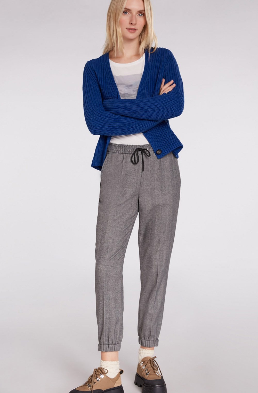 Fine Herringbone Print Trousers