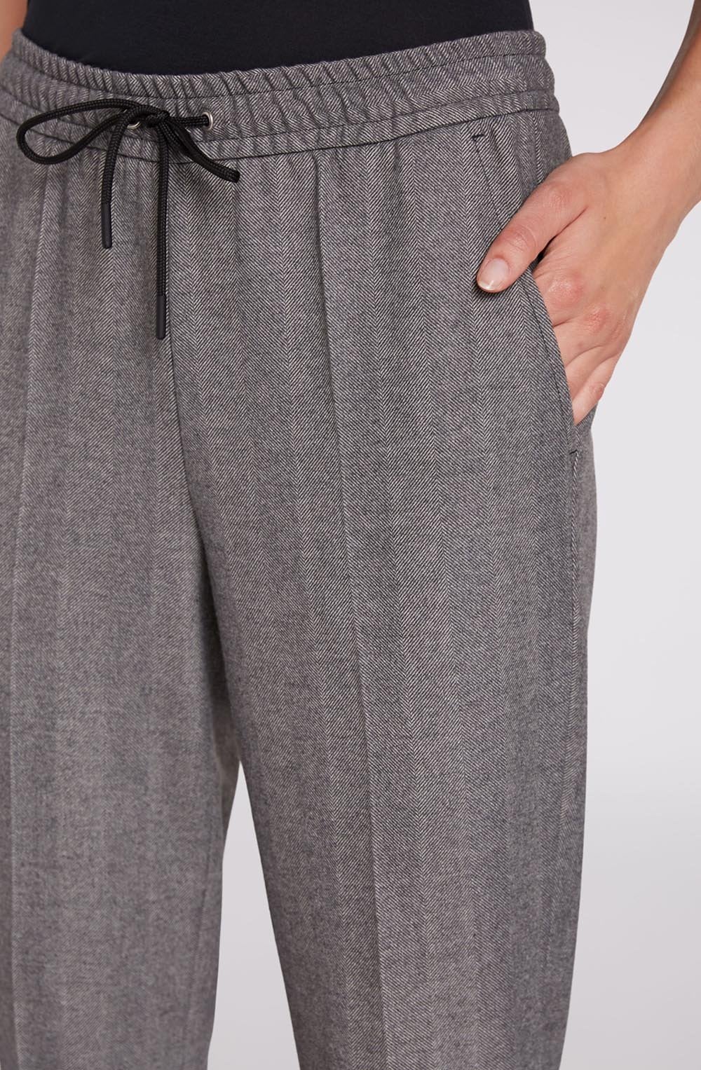 Fine Herringbone Print Trousers