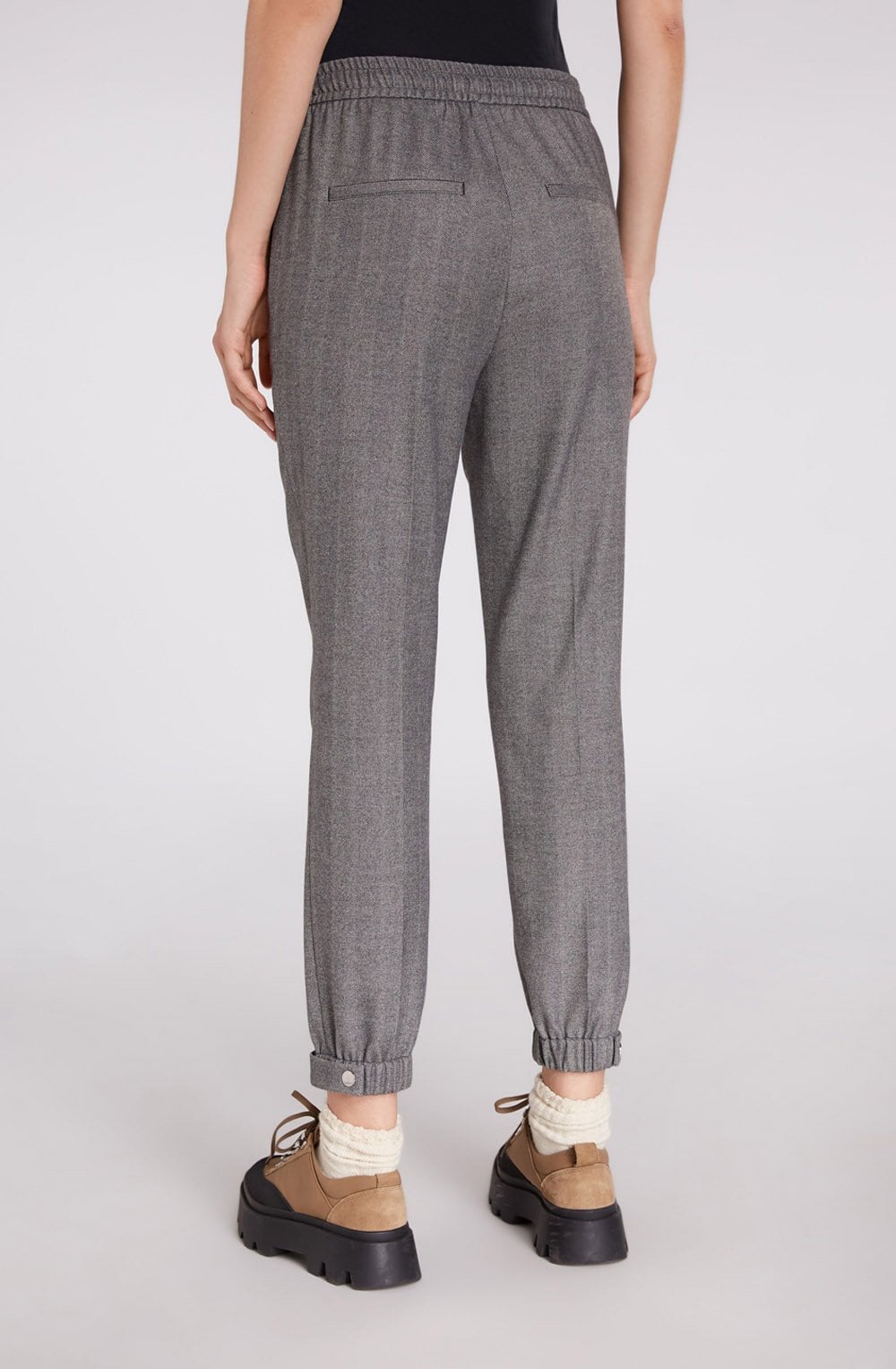 Fine Herringbone Print Trousers
