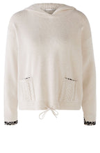 Fine Knit Hooded Jumper with Animal Print Cuffs