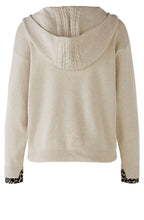 Fine Knit Hooded Jumper with Animal Print Cuffs