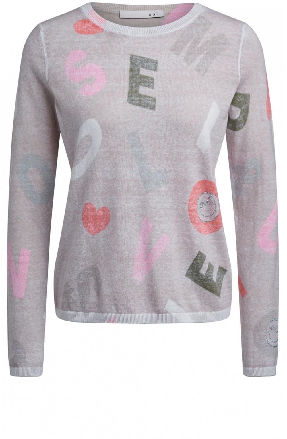 Fine Knit Letter Design Jumper