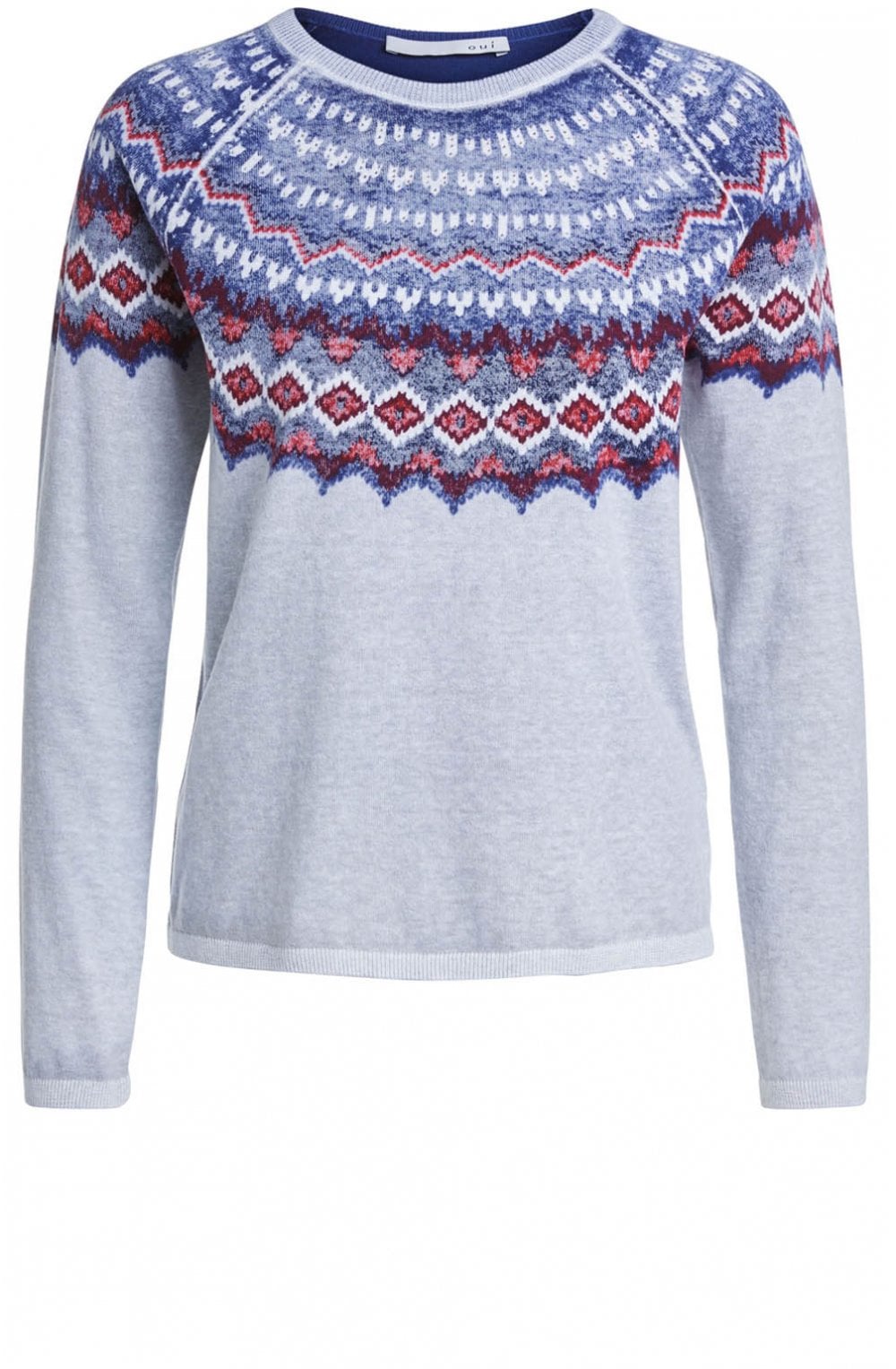 Fine Knit Patterned Panel Jumper